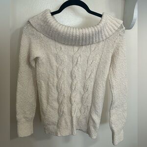 Free People Off-Shoulder Cable Knit Sweater - Cream